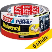 TESA Aanbieding: 5x extra Power Universal duct tape 50 mm x 25 m (1 rol) zwart