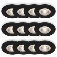 Briloner Kulana - Set van 12 LED Inbouwspots - badkamerverlichting - Ø9 cm - IP44 - 4.9 W - 480 Lm - 3.000 K - zwart