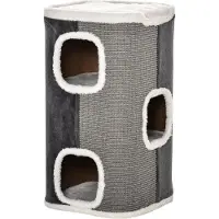 Northio Kattenboom met krabpaal, 3 niveaus, spaanplaat, zachte polyesterbekleding, sisal, grijs en wit, 40x40x74 cm