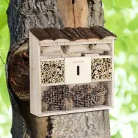 B2X Insectenhotel voor bijen en kevers, 30,5x9,5x31 cm, gemaakt van natuurlijke materialen