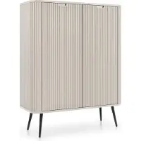 Furniture24 Kommode Zova K-103, dressoir voor de woonkamer, 103x129x39 cm, met 2 deuren, MDF, kleur Kashmir, zwarte poten