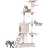 Northix Krabpaal voor katten 140 cm met platforms, sisalstammen, beige