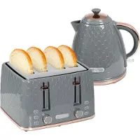HOMCOM Waterkoker en Broodrooster Set Kunststof, staal 24,2L x 19,5B x 23,4H cm Grijs