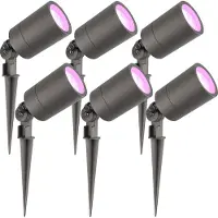 LEDVION - 6X RGBWW LED Prikspots - Antraciet - IP65 - 5W - 2M