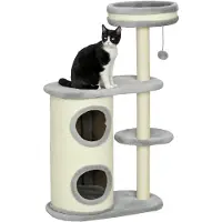PawHut Kraboom, kattenboom met krabpaal, klimboom, kattenkrabboom