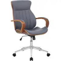 BellaFurn Kantoorkruk van kunstleer – Ergonomische kantoorkruk – 360° draaibaar design | Kleur: Walnoot/Grijs