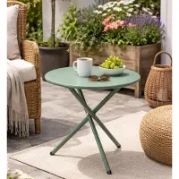 Mojawo Balkontafel, bistrotafel, bijzettafel, rond, groen, staal, diameter 48 cm, hoogte 48 cm