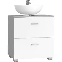 Vasagle Collectie - Wastafelmeubel 30 x 60 x 63 - 8 cm met 2 grote lades - 30 x 60 x 63,8 cm - Duifgrijs