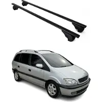 Omac Draagbalken bagagedrager voor Opel Zafira 1999-2005, basisdrager, metaal, zwart, 2 stuks