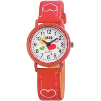 QBOS kinderhorloge Luca meisjeshorloge, analoog, bloem, hart, cadeau, schoolinschrijving