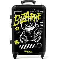 NoBoringSuitcases.com - Koffer groot - Rolkoffer lichtgewicht - Cartoon beer met masker als graffiti kunstwerk - Reiskoffer met 4 wielen - Grote trolley XL - 20 kg bagage
