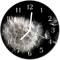 Tulup Wandklok - Paardebloem Wandklok Glas Decoratie - 30fi cm - Wit Gekleurde Glazen Klok - Witte Handen - Ronde Wandklok - Decoratieve Glazen Klok - Glazen Wandklok Design