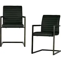 Woood Bas Eetkamerstoelen - Pu - Antraciet - Set van 2