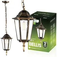 LUMILED Vintage hanglamp voor buiten, 230V, hoogte verstelbare lantaarn, met patina, aluminium en glas, retro design, E27 fitting, geschikt voor de tuin, IP44
