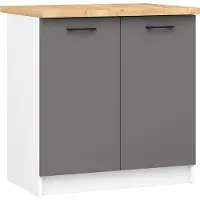 Akord Keukenkast modulaire OLIWIA S80 met Verkblad / Onderkast met 2 Deuren / Furniture Factory / Wit - Grafietgrijs / 80 x 85 x 46 cm