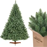 Salcar Kunstkerstboom, 210 cm, dennenboom met natuurlijke takkleuren en een voet van echt hout. Kerstboom, Nordmannspar, met 1066 takken