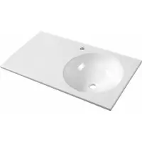 Sapho Juno Cultured Marble Wastafel 80x47cm, wit, rechts