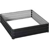 Outsunny Bedplantenbak met stalen kast grijs 120 x 120 x 30 cm