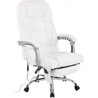 BellaFurn Ergonomische massagestoel – luxe kantoel – met massagefunctie en verstelbare voetsteun | Kleur: Wit