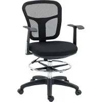 Vinsetto -Bürostuhl-Mesh(100% Polyester), Stahl-59L x 59B x 95-115H cm-Schwarz