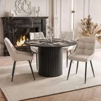 Lookway Eetkamer set ELODIE met vier stoelen, zwart