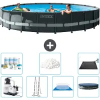 Intex Ronde Ultra XTR Frame Zwembad – 610 x 122 cm – inclusief pomp, ladder, bodemzeil, afdekking, onderhoudspakket, filterballen en zonnepaneel