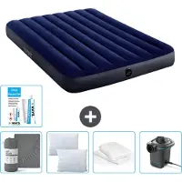 Intex Luchtbed - Twijfelaar - 137 x 191 x 25 cm - Blauw - Inclusief Hoeslaken - Kussen - Pomp - Reparatieset en Kussenbeschermer