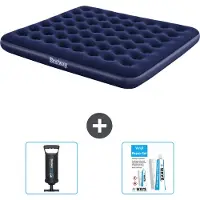 Bestway opblaasbare luchtbed – voor 2 personen – 183 x 203 x 22 cm – blauw – inclusief accessoires