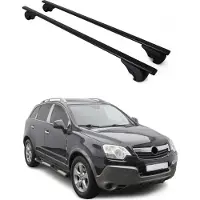 Omac Draagbalken bagagedrager voor Opel Antara 2007-2015, metalen basisdragers, zwart, 2 stuks