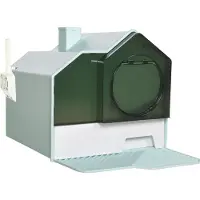 PawHut Katzentoilette Katzenklo mit Bodenwanne, Schaufel, Filter, Toilette mit Haube für Katzen bis 8 kg, ABS, Kunststoff, Hellblau 47 x 45 x 42 cm
