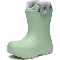 Ladeheid x Camminare - Kinderen Regenlaarze - Rubberen Laarzen voor Kinderen - EVA – Warm Gevoerd – Waterdicht - Met Handig Handvat voor Koude Dagen en Sneeuw – Olijfgroen – 32/33 - LA-CA-SplashButton