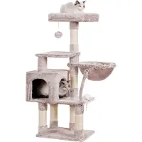 Famanu kraboom voor katten met plateau, hangmat en sisal krabpalen - 111 cm