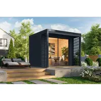 Karibu Tuinhuis, hout, 38 mm, metalen frame in antraciet / hout in antraciet, model SATURN, 539x276x232 cm