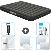 Bestway opblaasbare luchtbed - Frans bed - 137 x 191 x 25 cm - Groen - Inclusief bijbehorend accessoires