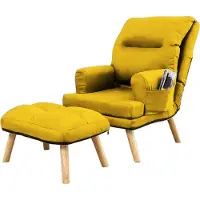 MargaretHadas24 Relaxfauteuil, fauteuil, verstelbare fauteuil "Memo" met voetbankje. Rugleuning in 5 standen verstelbaar. Kleur: Solo 257 – geel