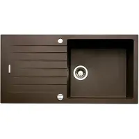 NABER Spoelbak ANGOLA 100L in de kleur ESPRESSO, met draaibare mengkraan, verchroomd / Inbouwspoelbak / Enkel spoelbak / 60 cm kastbreedte