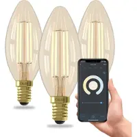 Calex Slimme LED Lamp - 3 stuks - E14 - B35 - Goud - Warm Wit - 7W