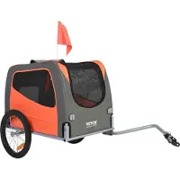 Zerbaco Hondenkar 30 kg, fietskar, koolstofstaal + 600D Oxford-stof + PP, opvouwbaar, 1440 x 720 x 779 mm (als kar), opgevouwen afmetingen 760 x 560 x 195 mm. Hondenbuggy/jogger, oranje en grijs