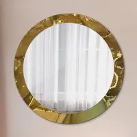 Coloray Bedrukte Spiegel - Metalen wervelingen Spiegel Lijst Met Print - 80 cm - Gouden Bedrukte Spiegel - Spiegel Lijst Met Print - Spiegel Met Print - Wandspiegel Met Print