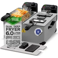 TurboTronic DF-2 Duo - Dubbele frituurpan - 2x 3 Liter - Koude zone - Zilver