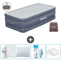 Bestway opblaasbare luchtbed - 1 persoon - 97 x 191 x 51 cm - Grijs - Inclusief accessoires