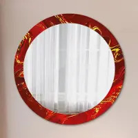 Coloray Bedrukte Spiegel - Rood marmer Spiegel Met Print - 80 cm - Rood Bedrukte Spiegel - Spiegel Met Print - Wandspiegel Met Print - Wandspiegel Decoratieve Print