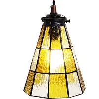Clayre & Eef hanglamp Tiffany, diameter 15 cm, hoogte 115 cm, geel-bruin glas