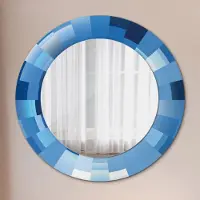 Coloray Bedrukte Spiegel - Blauwe abstractie Wandspiegel Met Print - 60 cm - Blauw Bedrukte Spiegel - Wandspiegel Met Print - Wandspiegel Decoratieve Print - Bedrukte Spiegel