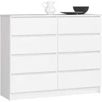 Akord Ladekast K120 met 8 Lades / Furniture Factory / Wit / 120 x 99 x 40 cm