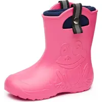 Ladeheid Kinder Regenlaarzen – Lichtgewicht Rubberen – Laarzen – Thermovoering – Meisjes – Jongens – Antislip – Regenlaarzen – Kinder – Roze – 32/33 - LA-CA-Frog245