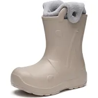 Ladeheid x Camminare - Kinderen Regenlaarze - Rubberen Laarzen voor Kinderen - EVA – Warm Gevoerd – Waterdicht - Met Handig Handvat voor Koude Dagen en Sneeuw – Lichtbeige – 34/35 - LA-CA-SplashButton