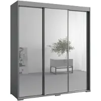 Mzm24 Schuifdeurkast met spiegel, model Como 3D3L, 180 cm, grijs