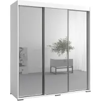 Mzm24 Schuifdeurkast met spiegel, model Como 3D3L, 180 cm, wit