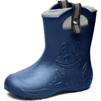 Ladeheid Kinder Regenlaarzen – Lichtgewicht Rubberen – Laarzen – Thermovoering – Meisjes – Jongens – Antislip – Regenlaarzen – Kinder – Marineblauw – 22/23 – LA-CA-Frog245